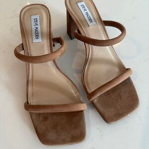 Steve Madden Women's Brown Neutral Slide Sandals with 3” heel